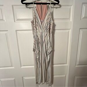 BCBGeneration Asymmetrical Striped Dress - Pink and Cream